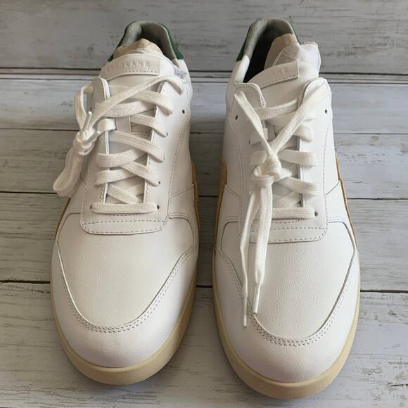 NEW Everlane The Releather Court Tennis Shoes Sneakers in White/Green/Tan - Picture 3 of 8